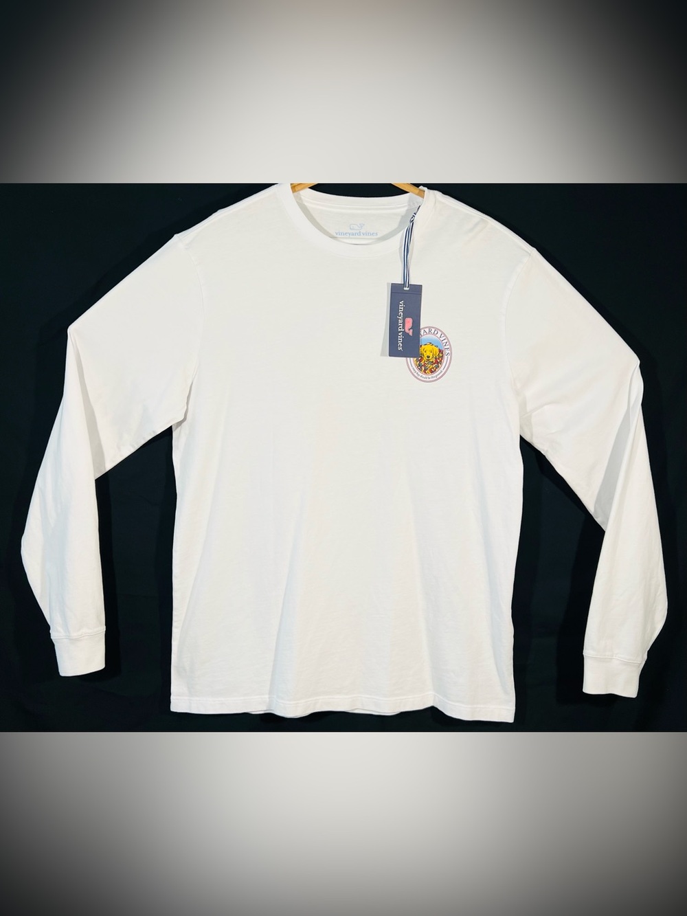 Vineyard Vines Men M Leaf Pile Doggy Long Sleeve Graphic Shirt Golden Retriever - Picture 2 of 14